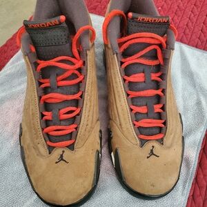 Jordan Men’s Suede Basketball Shoes in Brown with Red Accents